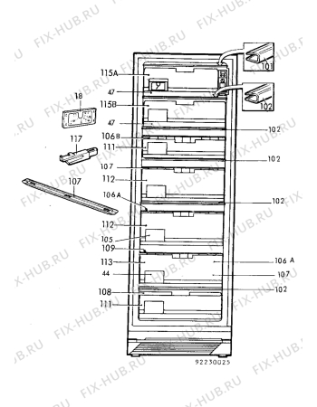 Взрыв-схема холодильника Electrolux CM350F - Схема узла Internal parts